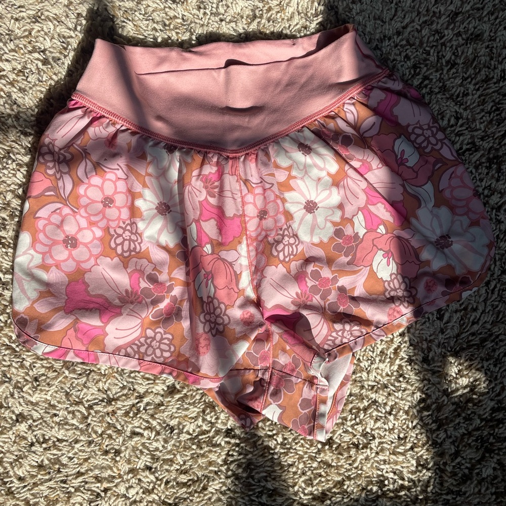 pink flower athletic shorts